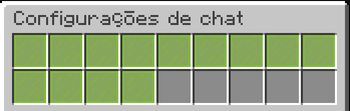 Menu de configurações de chat com todas as categorias ligadas