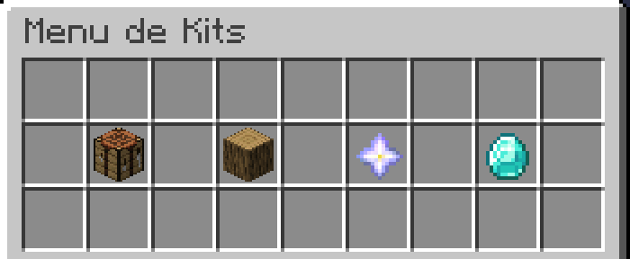 Menu de kits aberto com o comando /kits